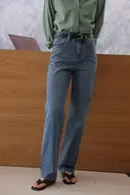 ハイウエストストレートデニムパンツ【ヴィンテージ加工・スリムフィット・小柄向け】