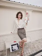 ビーズ刺繍デザインのリバースカラー半身スカート【レトロスタイル】