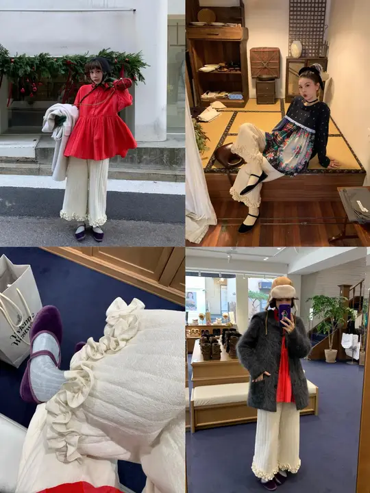 極上の柔らかさのフリル付きキルトパンツ【ストレートシルエット・九分丈・快適デザイン】