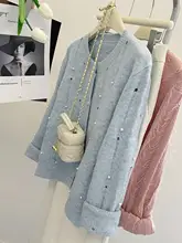 洗練されたデザインのブルーニットカーディガン【スウィート・秋用・マヘアウール・短丈】