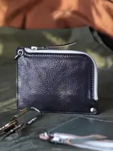 L型 牛革製 財布 カードホルダー【運転免許証収納可・ジッパー式】