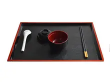 大号長方形プラスチック製トレー【赤フレーム・食堂・ビュッフェ用】