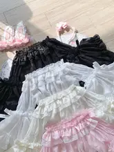 ロリータスタイル 上品なレース付きショートブラウス【春夏用・肩出し・フレアスリーブ】
