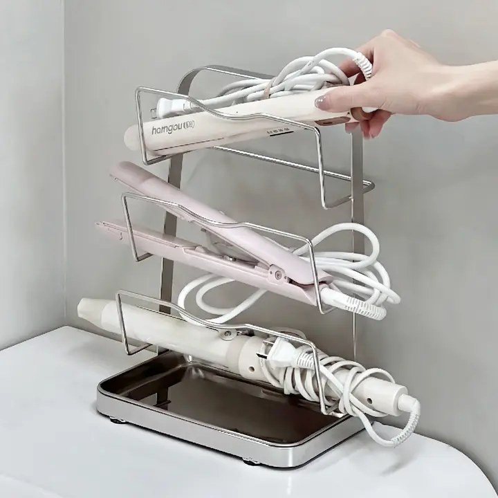 ヘアアイロン ストレートアイロン 収納ラック 壁掛け ステンレス 折りたたみ 洗面台 バスルーム