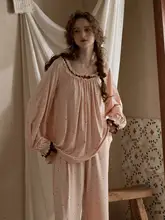 可愛らしい長袖ルームウェア【コットン素材・ゆったりシルエット・秋用】【セットアップ対応】