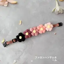 手作りフラワーデザインペットカラー【調整可能・犬猫用・カラフルスカーフ付き】
