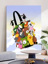 創造的な趣のリビングルーム装飾画【純手描き油彩・青空と白い雲・玄関や子供部屋に最適】