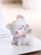 招き猫とかわいい小豚の置物【癒し系・デスク装飾用】