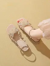 フレンチスタイルの女性用サンダル【夏用・粗いヒール・オープントゥ・旅行向け】（セットアップ対応 ）