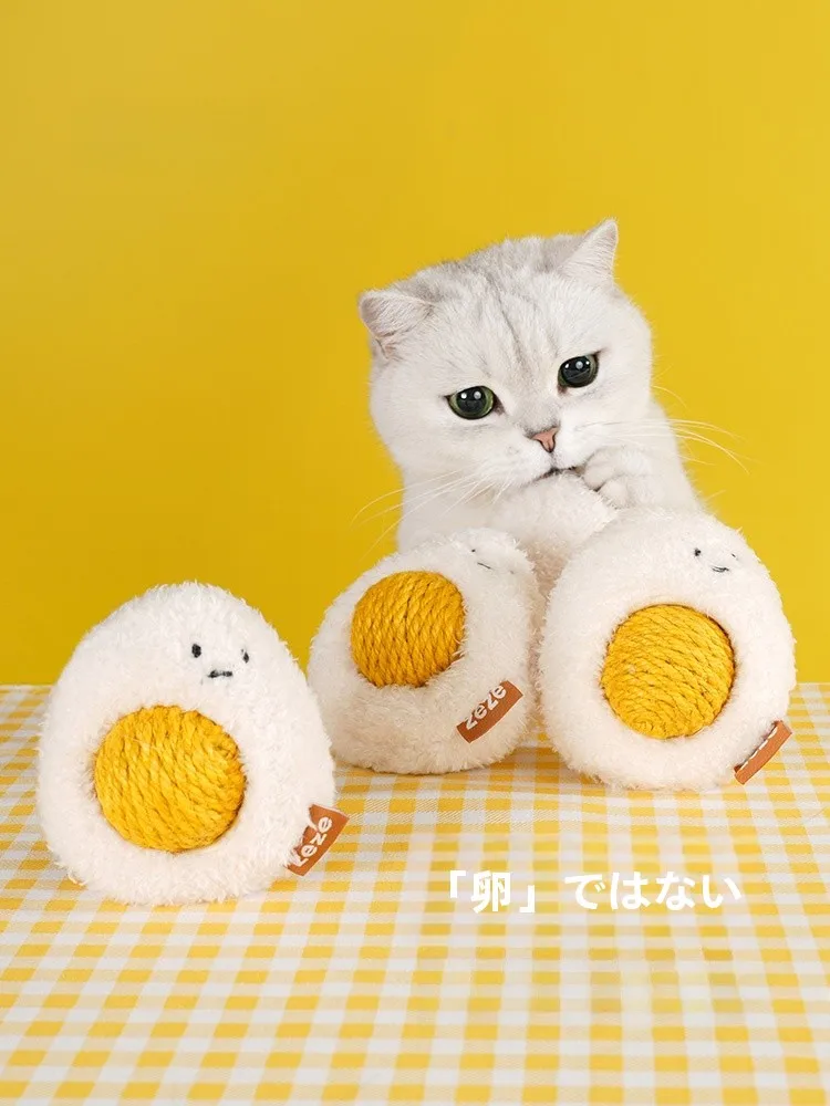 ZEZE猫用麻ひもボール：猫薄荷入りの耐噛み布製おもちゃが自遊びに最適