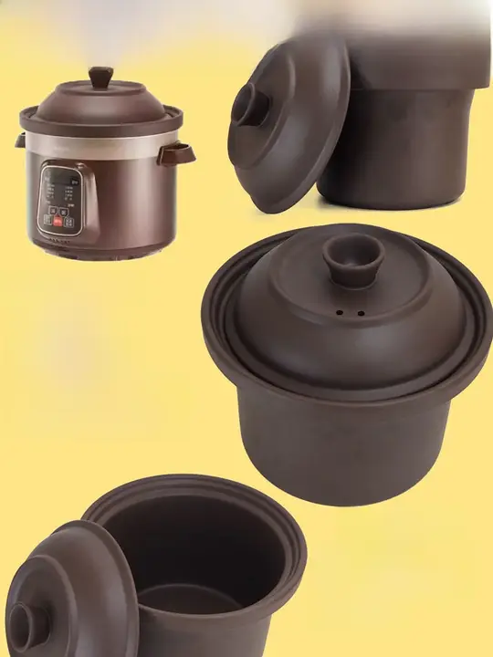 陶器製の紫砂内鍋付き電気煮込み鍋【5L・煮粥・スープ調理対応】