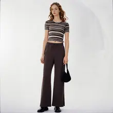 フィットの開叉デザインパンツ【ウエストゴム・ゆったり・スプリングシーズン】（セットアップ対応）