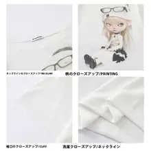 Y2Kスタイルのドールプリント半袖Tシャツ【フィット・透け感・斜め肩デザイン】