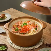 高温耐性の無塗装セラミック土鍋【煮込み料理・ガスコンロ対応・丈夫なデザイン】