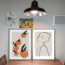 装飾画 壁掛けグラフィック 室内向け 北欧風 文芸的 フレッシュ レトロ 抽象 シンプルなイラスト