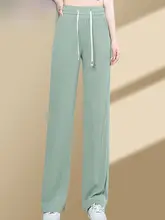 夏用アイスシルクワイドレッグパンツ【高腰・フィット・ストレートシルエット】（セットアップ対応）