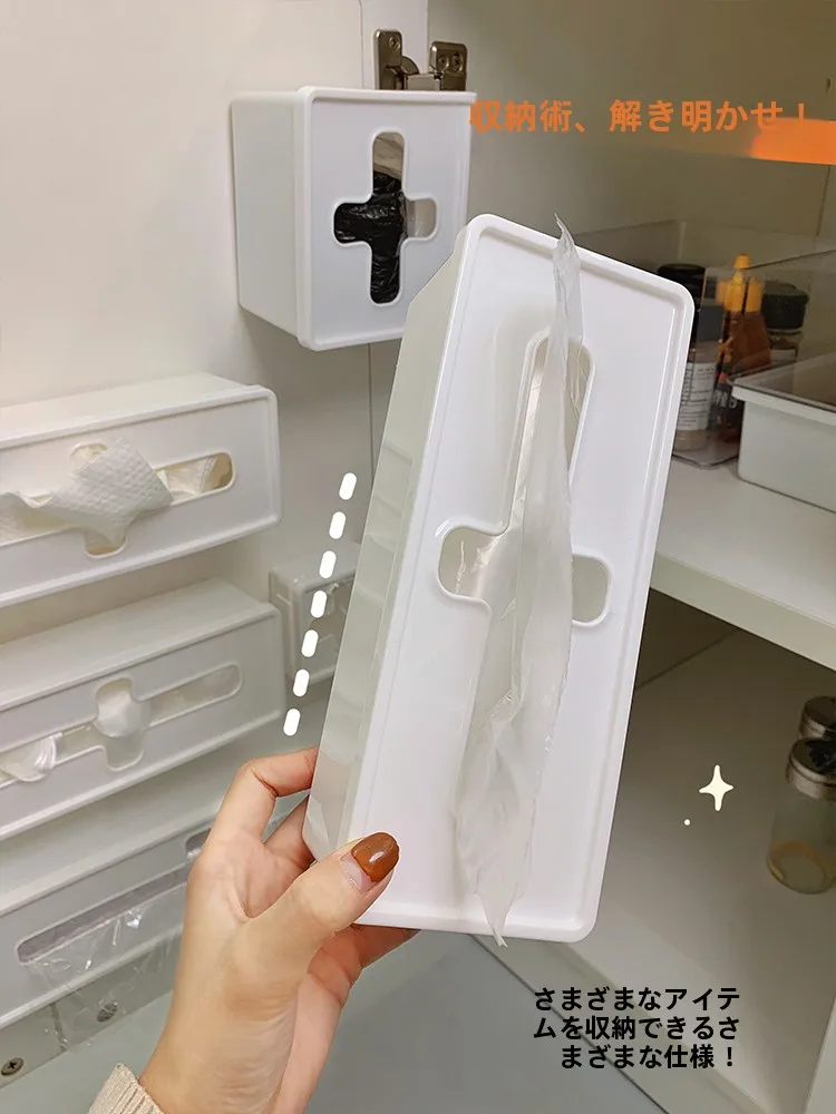 キッチン用収納ボックス：壁掛け式で調理器具やラップを効率的に収納