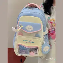 大橘猫デザイン透明リュックサック【大容量・かわいい・学生用】