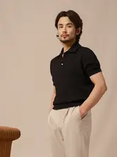 ビジネスカジュアルに最適！コットンリネン半袖ポロシャツ【シンプルデザイン・夏用】