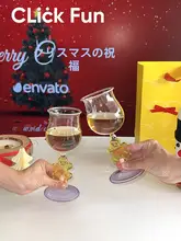 可愛いジンジャーブレッドマンのカップ【人工吹きガラス製・ハイボール・シャンパングラス】
