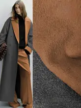 黄灰二色のダブルフェイスカシミヤウール生地【高級デザイン・DIY用・コート製作に最適】