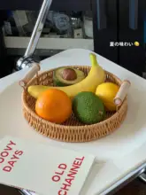 洗える・取っ手付きラタン風果物バスケット【家庭用・収納・野菜・おやつにも】