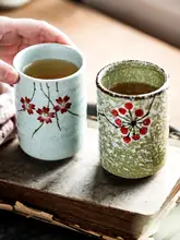 美しいデザインの手描き陶器マグカップ【家庭用・高品質・個人用】