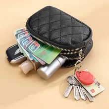 菱形刺繍デザインの大容量キーリング付き財布【二層ファスナー・カード収納】