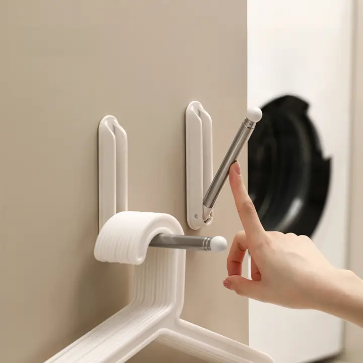 穴あけ不要の伸縮ハンガー【家庭用・バルコニー用・折りたたみ式】