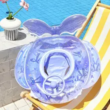 子供用方向盤型浮き輪【グリッター蝶デザイン・携帯便利】