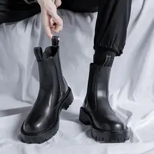 冬用 メンズハイカットレザーシューズ【白鹅绒インソール・厚底・クラシックデザイン】