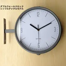 シンプルで優雅なグレーの両面掛け時計【モダンデザイン・静音・リビング用】
