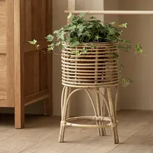 北欧風 ラタン製植物スタンド【吊り蘭・インドア用・グリーンポット対応・落地式】