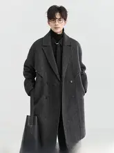 デザイン性のあるツイード風メンズコート【ダブルフェイス・中長丈・厚手】