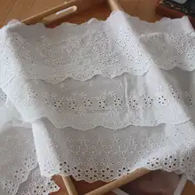 片側綿布エッジ刺繍レーストリムの服飾用長尺素材【DIY用スカートトリム・襟素材・縫い付け可】