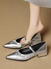 羊皮製 フレンチスタイル ポインテッドトゥ ミドルヒールシューズ【皺デザイン・一文字バックル・マリージェーン】