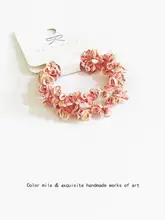 小清新カラフルビーズ編み髪ゴム【おしゃれなヘアアクセサリー・髪をまとめる用】