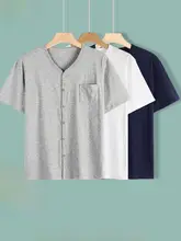 綿製 短袖開衫 メンズVネックTシャツ【夏用・軽量・ウェア】