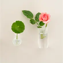 ミニ花瓶【透明ガラス・水栽培・冷蔵庫用マグネット・インテリア装飾】（セットアップ対応）