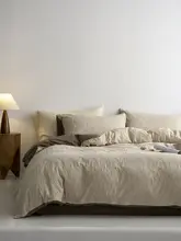 100サテン織りダブルレイヤーガーゼ製の全棉北欧デザイン4点セット【ベッドカバー・シーツ・ピローケース付き】