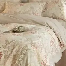 長綿フランネル製四点寝具セット【コットンプリント・春夏対応・ベッドカバー付き】（セットアップ対応）