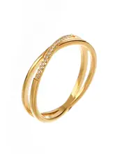 美しい輝き！ジルコニアクリスタル交差リング【個性的なデザイン・女性用・贈り物に最適】