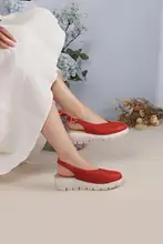 イタリア製 軽量厚底レディースソフトレザーサンダル【レッド・ハイカットデザイン】