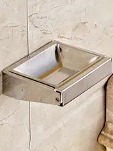 穴あけ不要の壁掛け用ステンレススチール灰皿【トイレ用・小型・フタ付き】
