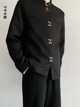 黒の短丈スタンドカラージャケット【金属ロック・高校制服風】
