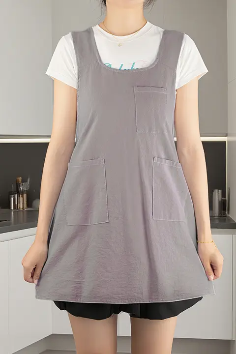 男女兼用 シンプルコットンエプロン【防汚・通気性・キッチン用】