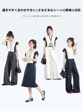 モジュラーデザインのノースリーブレディースTシャツ【カラーコントラスト・カジュアル・夏用】