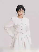 オリジナルデザイン 甘くてクールなツイード風フィッシュボーンスカートとジャケット（セットアップ対応）