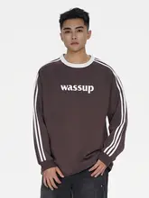 スウェット ユニセックス クルーネック 長袖 ロゴ ヘビーオンス アメカジ ヴィンテージ ストリート 春秋「WASSUP」
