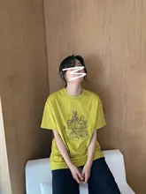 城堡刺繍Tシャツ 女性用 夏季 ゆったり 薄型 ラウンドネック 短袖 トップス